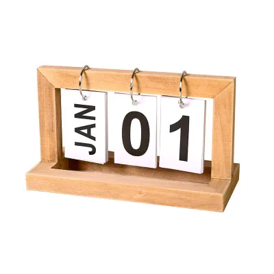 Nordic Style Wooden Calendar for Desk Room Decor Aesthetics Durable with Page-Turning Date Table Display Living room Decorations