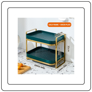 【JJ HOME】Golden Frame Drainage Rack Multifunctional Kitchen Tray Fruits Vegatables Nordic Minimalist Organizer