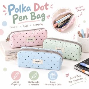 WCUX438160 Khóa Túi đựng bút Chấm bi Dung tích lớn Túi đựng đồ dùng học tập. Hộp đựng bút chì Di chuyển hàng ngày