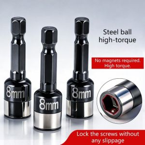CHUN053634 1/5Pcs Chrome Vanadium Steel Nut Driver Bit Non-ic Steel Ball Retainer Hex Socket Bit Screw Installation Power Drill Tools Hardware Accessories