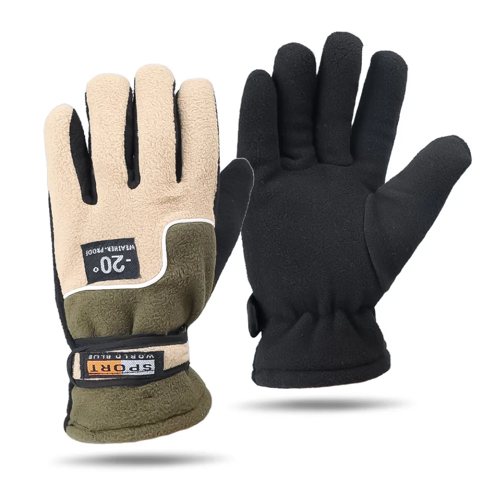 Men Winter Warm Fleece Thermal Motorcycle Thermal Warm Gloves