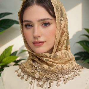 OWMXZL Breathable Tassels Lace Head Scarf Embroidery Elegant Lace Flower Mantilla Veils Vintage Head Cover Women Wedding
