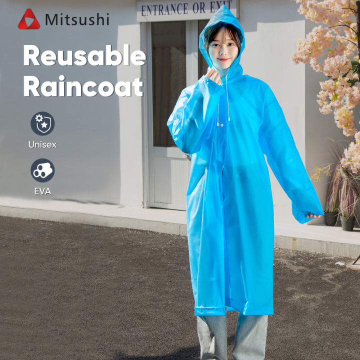 Mitsushi Raincoat Suit Unisex Reusable Raincoat EVA/PE Pocket Rain