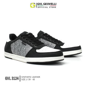 Sepatu Sneakers Pria Casual Gvl Geovelli 3124  Dominic Hitam Kombinasi 39-43