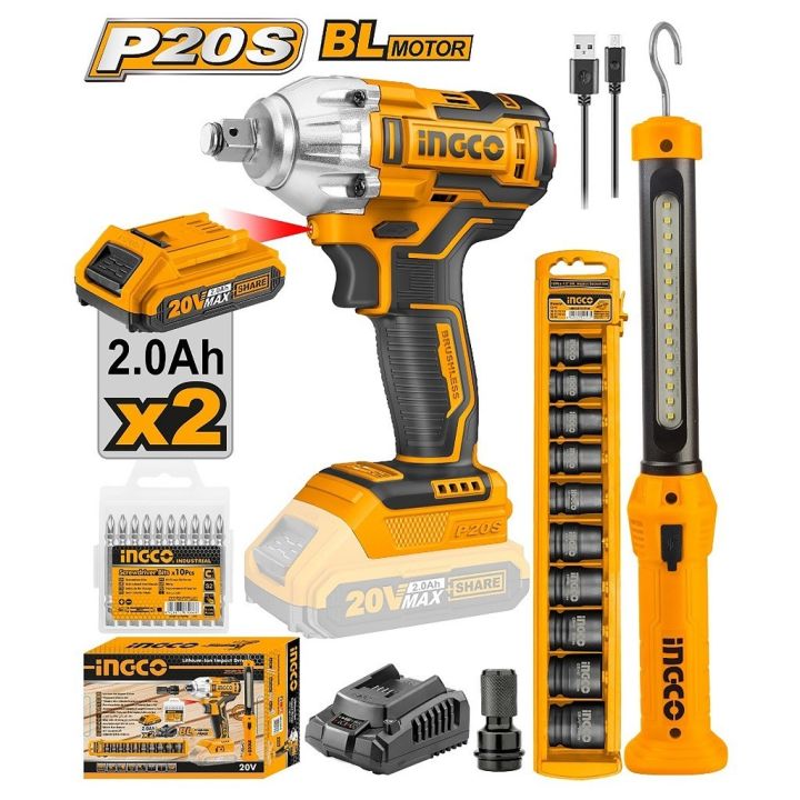 Ingco by Winland P20S 20V Brushless Cordless Impact Wrench LithiumIon CIWLI2038 INGCT Lazada PH