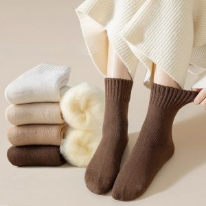 Women Socks Wool Autumn Winter Warm Snow Solid Color Thick Plush Hairy Soft Postpartum Stockings Floor Sleep Socks