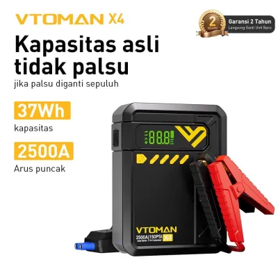 Vtoman X4 Jumper Aki Mobil 10000mAh Powerbank Pompa Ban Portable Car Jump Starter Jumper Aki mobil dan Motor Pompa Ban Elektrik Mini Air Kompresor Portable Kompresor
