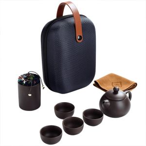 Mi.more Travel Tea Set Portable Chinese Kung Fu Tea Set Teko Keramik Teko Teh 4 Cangkir