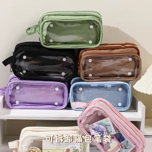 กระเป๋ากล่องดินสอความจุมากกระเป๋าใส่ดินสอแบบหลายชั้นกระเป๋าเครื่องสำอางสำหรับเดินทางถอดกระเป๋าดินสอได้สำหรับไปโรงเรียนในสำนักงาน