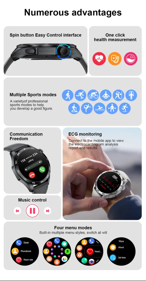 LIGE Men and Women's Original Smart Watch Bluetooth Call and ECG