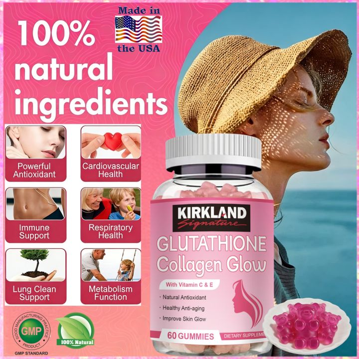 what is the benefit of glutathione collagen glow Kirkland Gummies | with Vitamin C & E for Antioxidant & Anti-Aging Support Oakevlp 30 Days Supply rx supplement Our Flavors:Lemon Lime