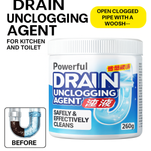 Powerful Pipe Cleaner &amp Drain Unblocker Fast Acting Clog Remover for Toilet Kitchen Bathroom Sink Sewer Deodorizing Dissolves Hair Grease