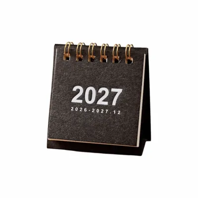 WAPKTY Mini Lịch để bàn năm 2027 Cuộn dây đôi Đế đứng Lịch nhỏ Quà tặng Lật lịch Kế hoạch hàng ngày