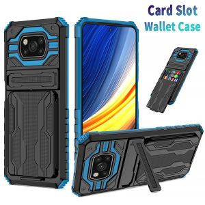 Armor Hard PC Silicone Kickstand Funda For Poco X3 Pro NFC PocoX3 Poko Little X3NFC X3Pro Case Shockproof Card Slot Back Cover
