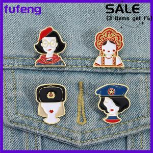 fufeng 2Pcs Phim Hoạt Hình Cô Gái Nga Nhân Vật Trang Phục Hình Ảnh Men Pins Tùy Chỉnh Phong Cách Dân tộc Hình Lưu Niệm Trâm Cài Ve Áo Huy Hiệu Đồ Trang Sức