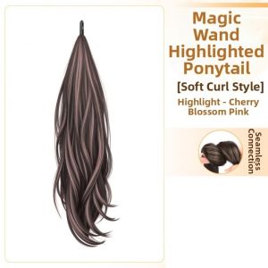 SUTONGXUE 24 inch Tóc nối đuôi ngựa xoăn dài Quấn quanh linh hoạt Tổng hợp Tóc giả đuôi ngựa gợn sóng dành cho phụ nữ Đa tầng Tóc giả đuôi ngựa dành cho phụ nữ