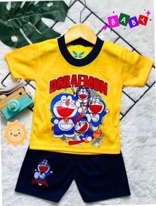 Setelan Baju Bayi Lengan Karakter Doraemon Setelan Baju Bayi Usia 3-18 bulan Max BB 10kg.