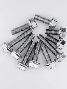304 Stainless Steel Flange With Teeth External Hexagon Screw M5 Flange External Hexagon Bolt 10pcs