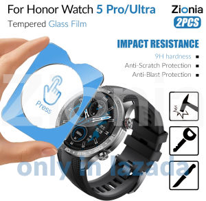 Zionia ฟิล์มกันรอยหน้าจอ 2 ชิ้น สำหรับ Honor Watch 5 Pro Watch5 Ultra HD 9H 2.5D กระจกนิรภัยป้องกันการระเบิด ฟิล์มป้องกันรอยขีดข่วน อุปกรณ์เสริมทดแทน
