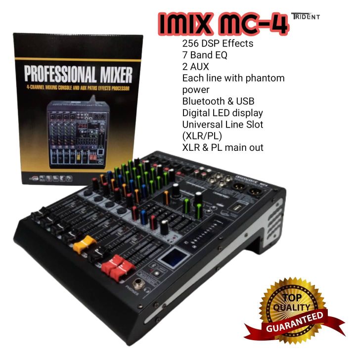 Iqueue Mixer IMIX MC-4 4channel audio mixer w/ 256DSP effects 2AUX 7Band EQ USB BT ...