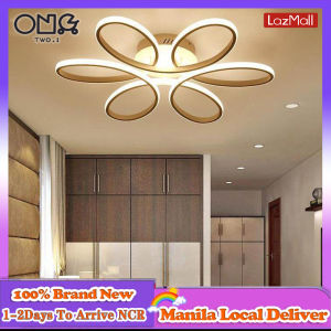 TWO.1【COD+Local Stock】  58CM Modern Flower LED Ceiling Lights 3 Colors Changeable With Remote control for Living Room Bedroom Decor Aluminum Flush Mount indoor Ceiling Lamp