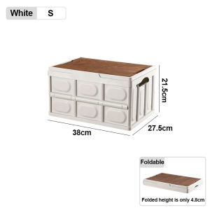 Outdoor Storage Box Organizer Foldable Box With Wooden Cover Car Trunk Box Organizer Camping