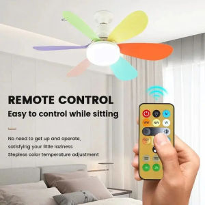 Ceiling Fans With Remote Control and 40W Light LED Lamp Fan E27 Converter Base Smart Silent Ceiling Fans For Bedroom