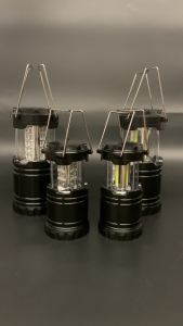 Black Camping Lantern Battery Operated Emergency Lanterns Hanging Lights Cob Flashlight Portable Outdoor Telescopic Lightweight Light Tent Foldable Led Battey Powered Waterproof