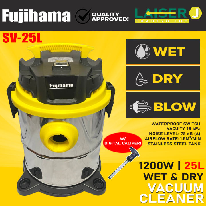 Fujihama Vacuum Cleaner 3 in 1 (Wet, Dry and Blow) STAINLESS 25 Liters ...