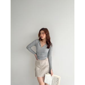 Sakura Glory - SARA TOP RIB KNIT MISTY PREMIUM UKURAN ALLSIZE / ATASAN / BLOUSE / WANITA / DEWASA / DISTRO / IMPORT / COD / DISKON / GRATIS ONGKIR / MURAH