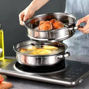 2-layerSteamer 28cm stainless steel soup steamer multi-purpose pot household hot pot gas stove gas stove universal