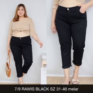 CELANA JEANS WANITA 7/9 RAWIS BLACK -SYS CLOTHIER