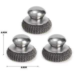 YESPERY Stainless Steel Kitchen Pot Brush with Handle Wire Ball Cleaning Tools Home Kitchen Dish Washing Tools