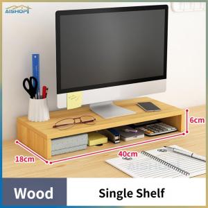 [SG Seller]Thickened Screen Increased shelf Wood Desktop Computer Monitor Stand Wood Desktop Wooden Monitor Stand Rack