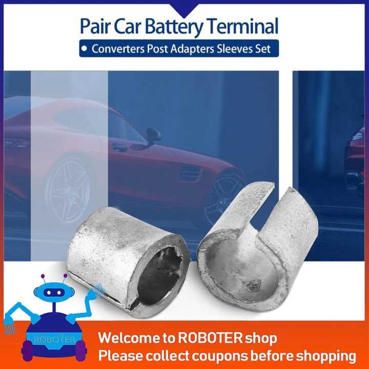One Pair Car Battery Terminal Converters Post Adaptors Sleeves Set NEG ...