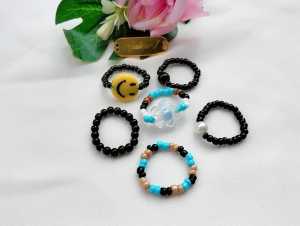 Hijabnur1 - 6 PCS Cincin Manik Beads Ring -  Cincin Idol Korea Handmade