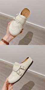 Free Shipping Black Retro Platform Slippers For Women 2026 New Spring/Autumn Collection Soft-Soled Slip-On And Non-Slip With A Closed-Toe Design