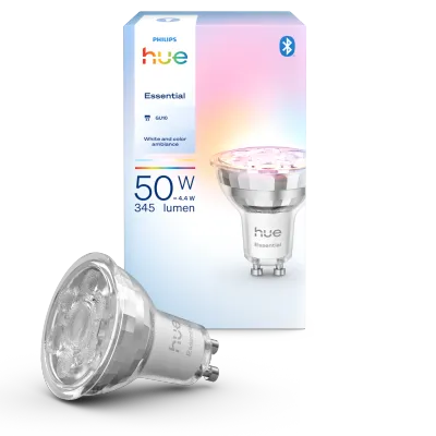 Philips Hue Essential Smart LED E27/ GU10 White and Color Ambiance 2200K-6500K Dimmable Works with Alexa Google Assistant and Apple Home