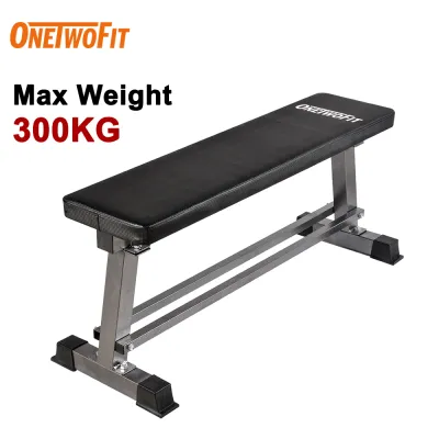 OneTwoFit Flat Dumbbell Bench Workout Weight Bench Weightlifting Training and Dumbbell Rack 300kg load capacity
