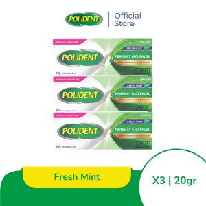 Polident Perekat Gigi Tiruan Fresh Mint 3x20g [TRIPLEPACK]