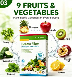 KITSUI Probiotic Fiber Supplement Fruit & Vegetable Blend Support Gut Digestive Comfort