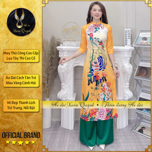 Áo Dài Cách Tân Tết Ombre Vàng Trắng Trẻ Trung Lụa Tây Thi Cao Cấp H94 - Áo Dài Xuân Quỳnh
