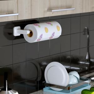 Kitchen Tissue Hanging Holder Roll Paper Holder Washcloth Towel Bar Self Adhesive Wall Holder Organizer