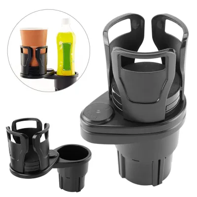 2 in 1 Car Cup Holder Multi Car Seat Vehicle-mounted Slip-proof Fixed Frame 360° Rotating Dual Cup Holder
