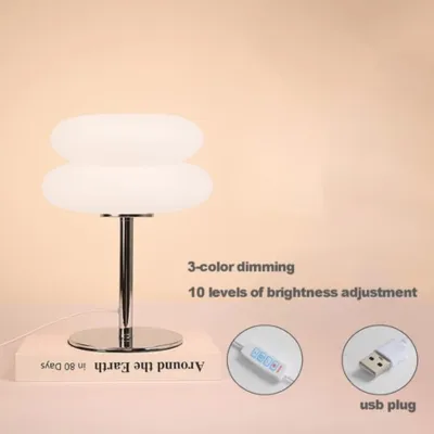 Bedroom Decorative Lamp Desk Lamp 9-level Brightness USB Plug Retro Lamp Shade Lamp