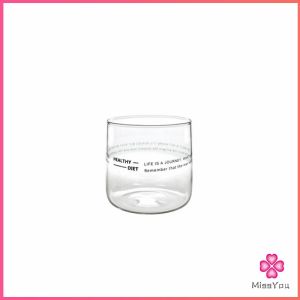 Missyou  ถ้วยแก้วสไตล์เกาหลี ถ้วยชาผลไม้ เครื่องดื่มเย็น ๆ สกรีนตัวหนังสืดำ Glasses