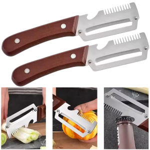 3-in-1 Multifunction Kitchen Peeler / with Wooden Handle / Stainless Steel Vegetable Peeler Fruit Knife Bottle Opener