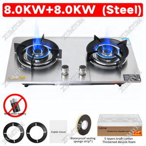 【2 Years Warranty】XUMTOM 7500W Double Gas Stove Dapur Gas Tempered Glass Cooker Double Burner Rose gold Clad Double Nine-Chamber Fierce Flame Cooker With Flame Failure Protection (LPG) 燃气灶