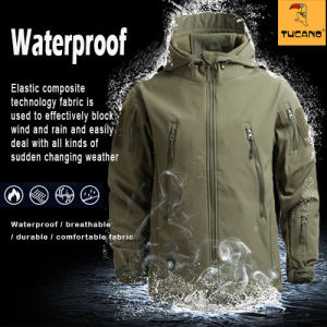 TUCANO Mens Waterproof Jacket Soft Shell Windbreaker Camouflage Coats Windproof Outdoor Camping Jacket