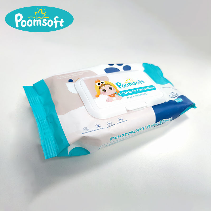 Poomsoft ทิชชูเปียก 80 แผ่น ทิชชูเปียกเด็ก กระดาษเปียก ผ้าเปียกเด็ก baby wipes ทิชชู เปียก ทิชชูเปียกเด็กแรกเกิด